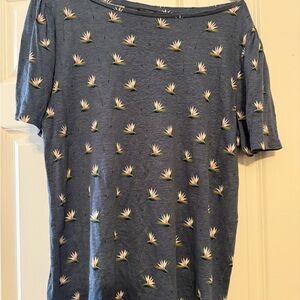 Ann Taylor Linen Floral Print Women's Tee